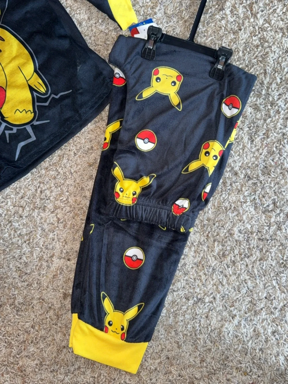 NWT Pokémon Pikachu 2 Piece Pajama Set Size 10/12 Black Yellow